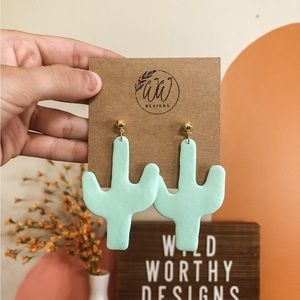 Boho handmade clay cactus earrings